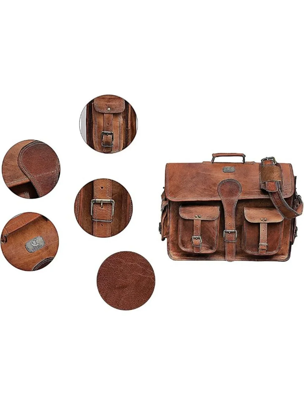 Vintage Handmade Leather Messenger Bag - 16
